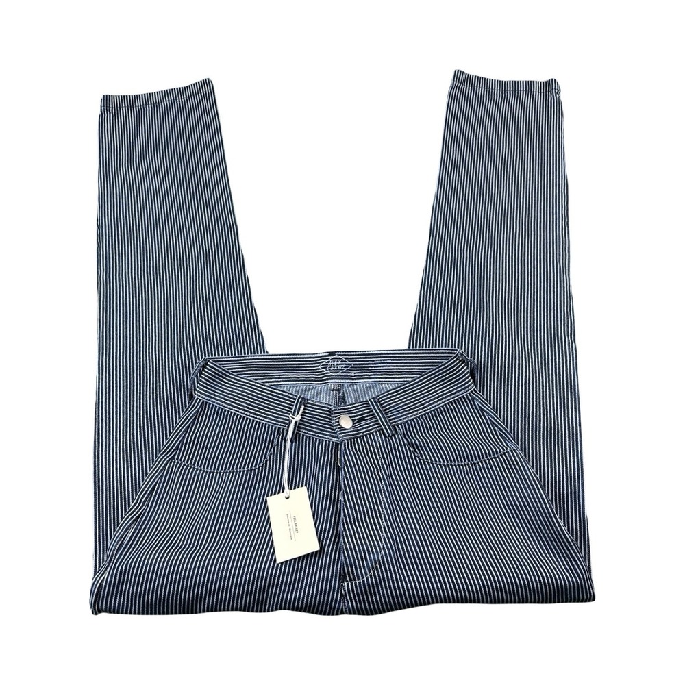 Alex Crane Blue Navy Striped Button Fly Utility Indigo Jean Size 28x30 NWT